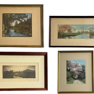 Collection Four WALLACE NUTTING Painted, Signed Photograph Prints
