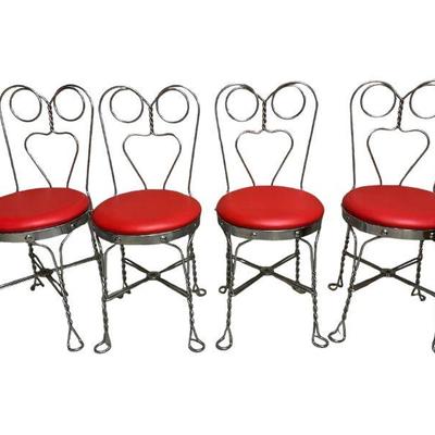 Vintage Ice Cream Parlor Chairs, Set of 4
