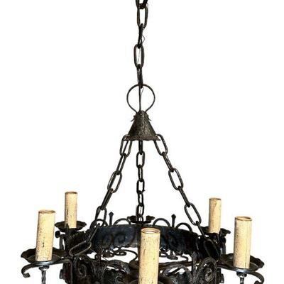Exceptional Gothic Style Wrought Iron Chandelier
