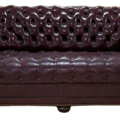 HANCOCK & MOORE Burgundy Leather Chesterfield Sofa / Couch
