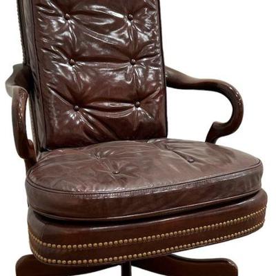 HANCOCK & MOORE Burgundy Leather Chesterfield Office Chair
