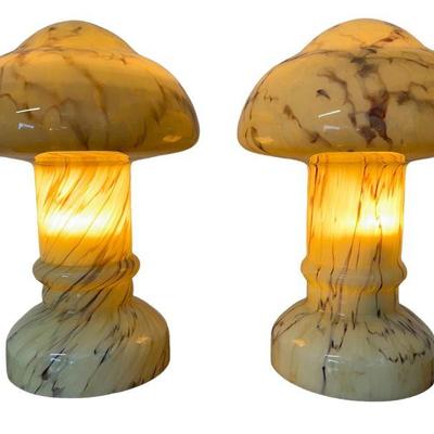 Pair Mid Century Italian Art Glass Lamps
