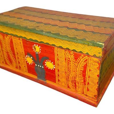 Painted Pine Folk Art Box
