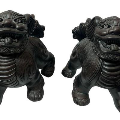 Asian Foo Dog Sculptures, Pair
