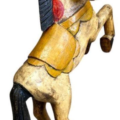 Vintage Carved Wood Horse Statue
