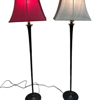Gothic Style Cast Iron Floor Lamps, Pair
