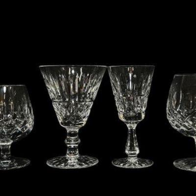 Large Collection Assorted Cut Glass Stemware, WATERFORD 
