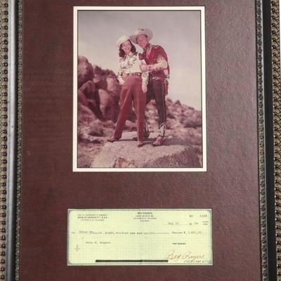 Roy Rogers check to Dale Evans- signed by both- from estate of Roy Rogers with COA