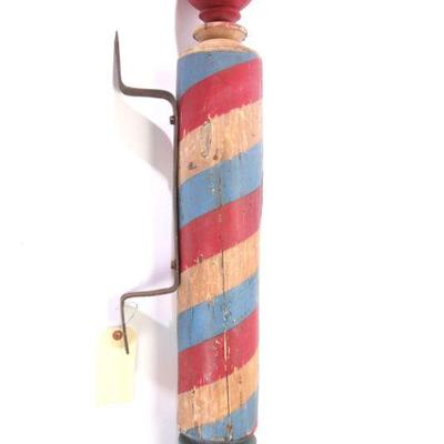 Antique Wooden Barber Pole