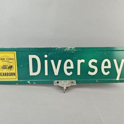 Lot 332 | Vintage Real Diversey Green Metal Street Sign