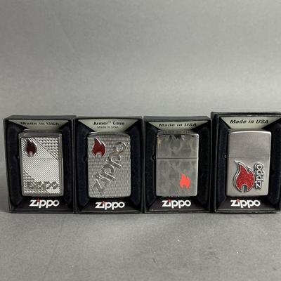 Lot 424 | 4 Red Flame Zippo Lighters