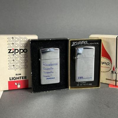 Lot 405 | Vintage Zippo Slim Boeing & ITT Lighters