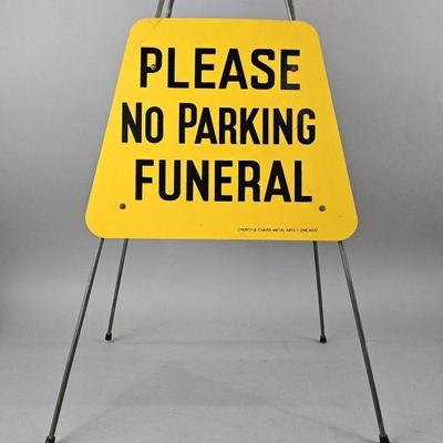 Lot 595 | Double Sided Metal No Parking Funeral Sign