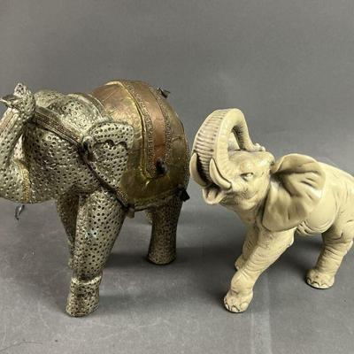 Lot 113 | 2 Elephant Statues One Vintage Marwal Chalkware