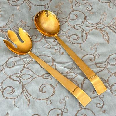 PAIR 24K GOLD-PLATED SALAD SERVERS | l. 12.5 in

