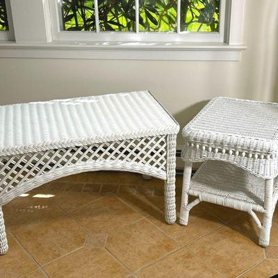 (2PC) WICKER TABLES | One coffee table and one side table. - l. 36 x w. 21 x h. 23 in (Largest)

