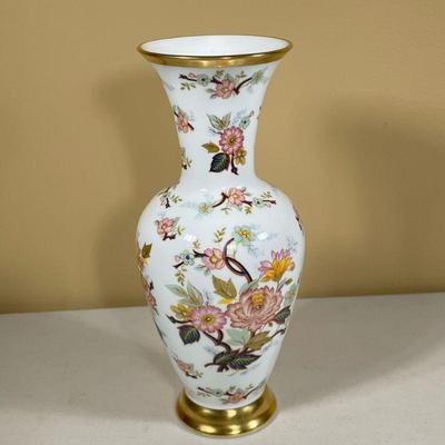ROYAL BAVARIAN DECORATIVE VASE | Decorative Floral vase with brass base. - h. 13.5 in

