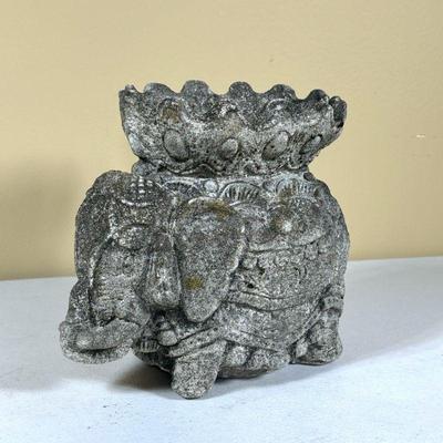 ELEPHANT CEMENT PLANTER | Small elephant garden statue. - w. 7.5 x h. 7.5 in

