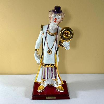 VITTORIO SABADIN CLOWN FIGURINE | New in box porcelain clown figuring by Vittorio Sabadin, marked on back and with engraved plate on...