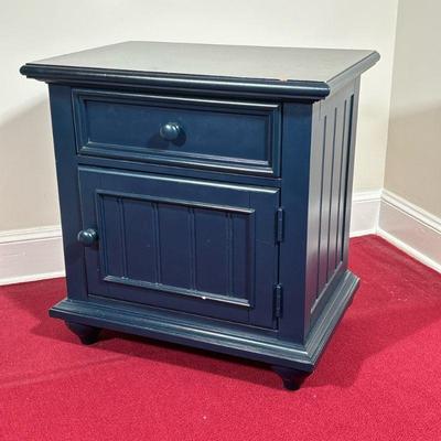 YOUNG AMERICAN NIGHTSTAND | Blue painted wood. - l. 25 x w. 17 x h. 26 in

