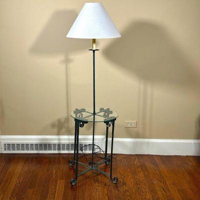 IRON TABLE LAMP | 22” table height. Wired through pole. - h. 56 x dia. 16.5 in

