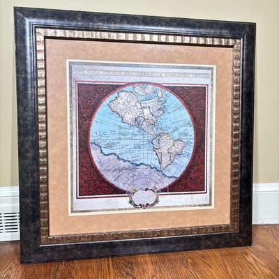 GLOBE PRINT | Framed Print titled “Western Hemisphere” - l. 23 x w. 23 in

