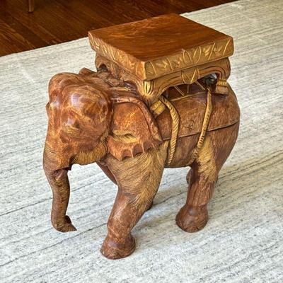 CARVED ELEPHANT MINI TABLE | l. 16 x w. 8.5 x h. 18 in.


