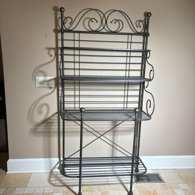 4 TIER METAL BAKERS RACK | Decorative metal bakers rack with 4 shelves. - w. 37.5 x h. 75.5 in


