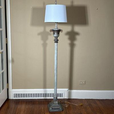 SILVERED COLUMN FORM FLOOR LAMP | h. 68 x dia. 13 in (shade)

