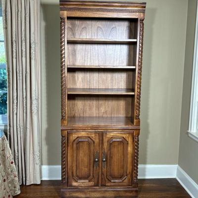 SOLID WOOD OPEN BOOKSHELF CABINET | 3 shelves with two doors. - l. 33 x w. 18 x h. 79 in

