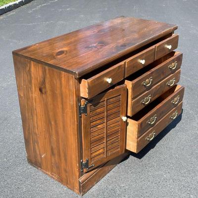 ETHAN ALLEN DRESSER | Dark wood vintage dresser marked Ethan Allen on inside drawer. - l. 40 x w. 18 x h. 31 in

