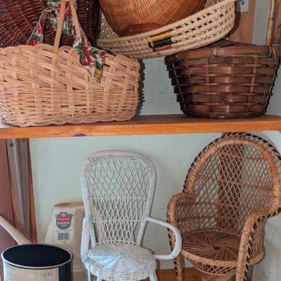 Baskets and Rattan Mini Doll Chairs
