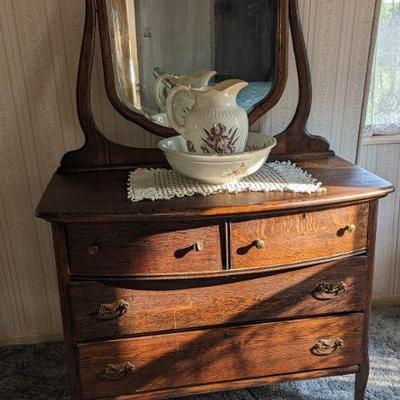 Wood Dresser with Swing Mirror