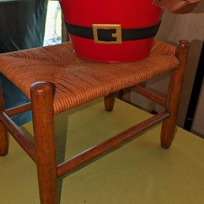 Wood Cane Foot Stool