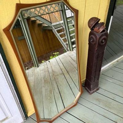 MCM Mirror, Antique Newel Post for repurposing 