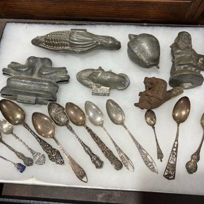 sterling silver spoons and chocolate molds