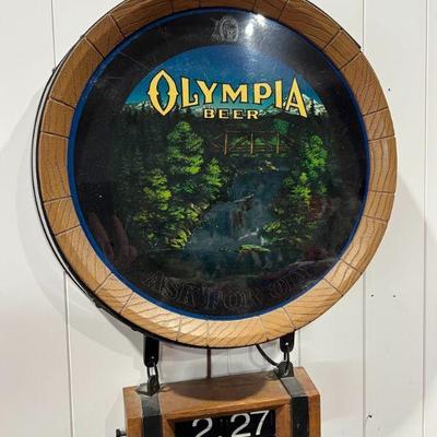 Olympia beer sign and clock