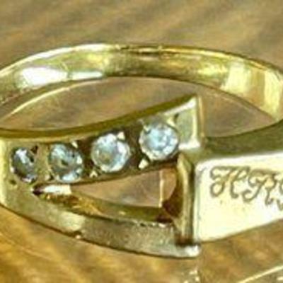 10K Yellow Gold Ring With .24 Carat Cubic Zirconium Stones - Size 8 - GIA Appraisal - Weight 3.64 Grams
