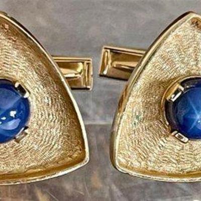 14K Yellow Gold & 5.32 Carats Synthetic Blue Sapphires - GIA Appraisal - Total Weight 12.05 Grams