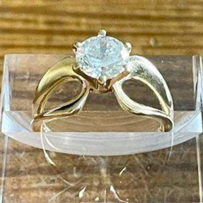 14K Yellow Gold & Synthetic Cubic Zirconium 3.32 Carat Stone (as Is) Size 6.5 W GIA Appraisal - 3.95 Grams
