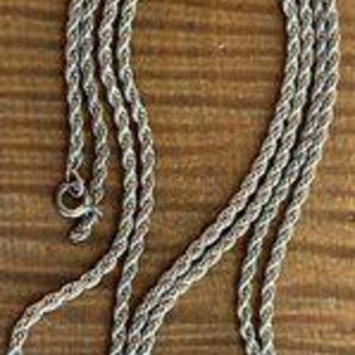 Sterling Silver 30 Inch Rope Chain Necklace For Repair Or Scrap - 14.5 Grams