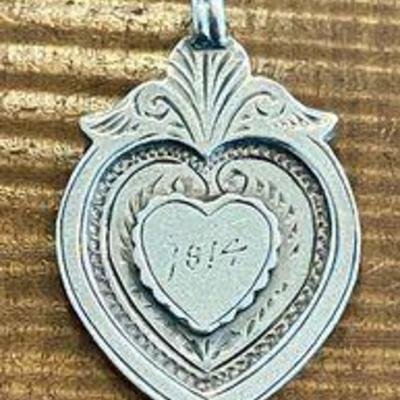 1914 Sterling Silver Heart Pendant 