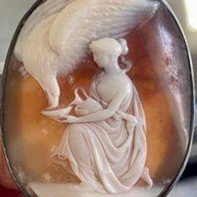 Stunning Silver Antique Victorian Carved Cameo With Pin Back And Pin Attachment
