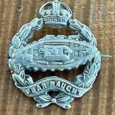 Vintage British Royal Army Tank Regiment Fear Not Tank Cap Badge