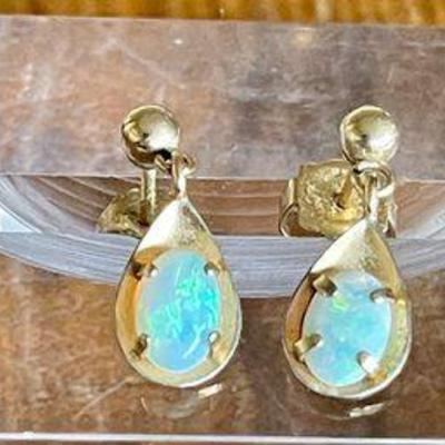 Krementz Gold Tone Opal Post Earrings