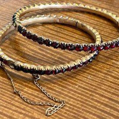 Victorian Garnet Bangle Bracelets 