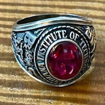 1948 Jostens 10K Gold & Ruby Class Ring - Institute Of Technology Indiana Size 12 - Total Weight 18.6 Grams
