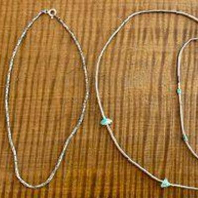 Vintage Liquid Silver Bead & Turquoise Bracelets & Necklace