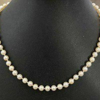14K White Gold 16 Inch Pearl Necklace With 62 - 4.9 - 5.9mm Size Light Cream Pearls W GIA Appraisal