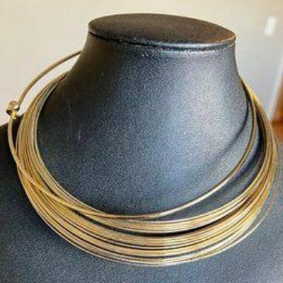 2 Vintage Gold Tone Choker Necklaces